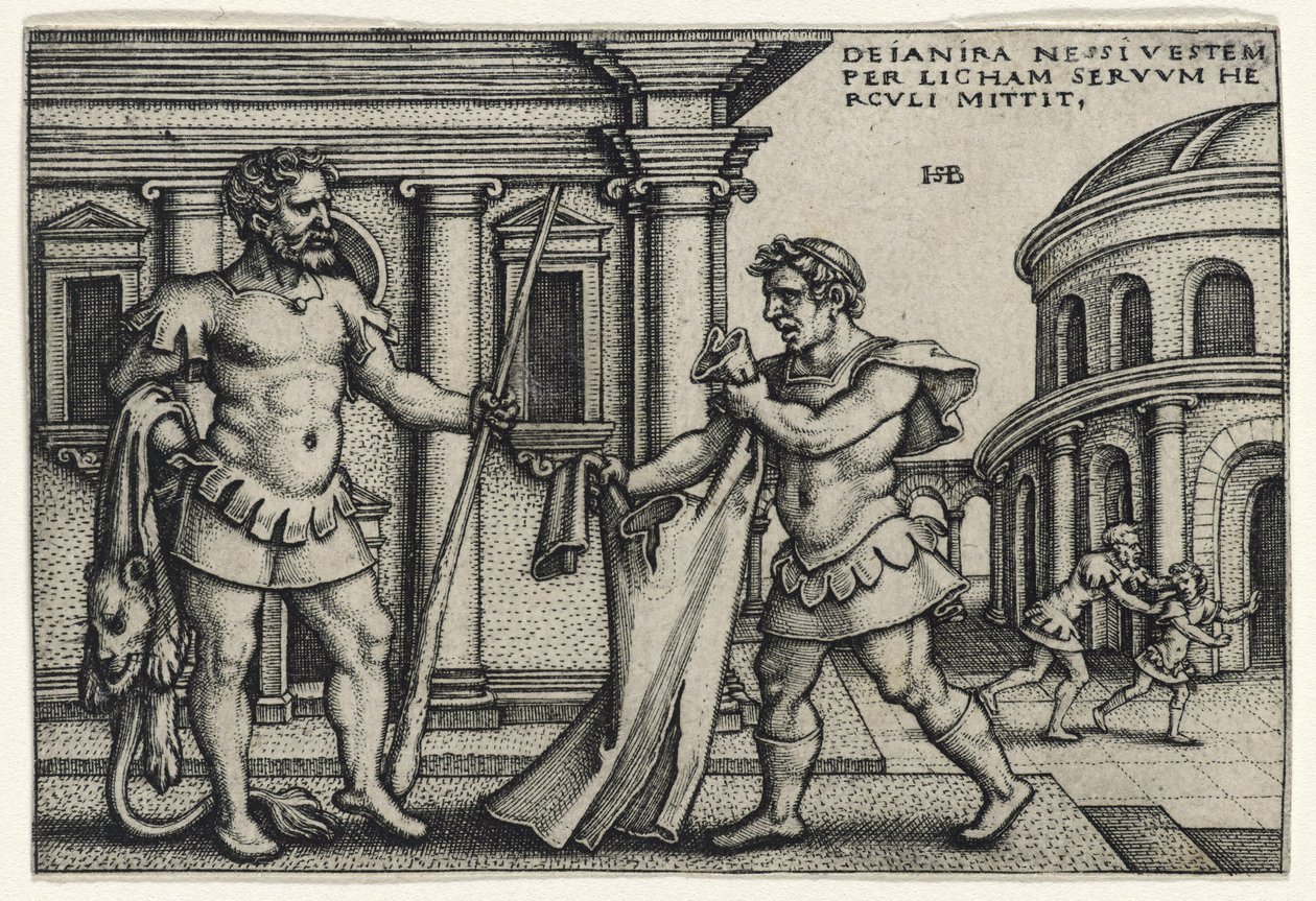 ネスソスの衣服をヘラクレスにもたらすLichas、1540年代（敷き紙に彫刻） 作： ハンス・セバルド・ベハム