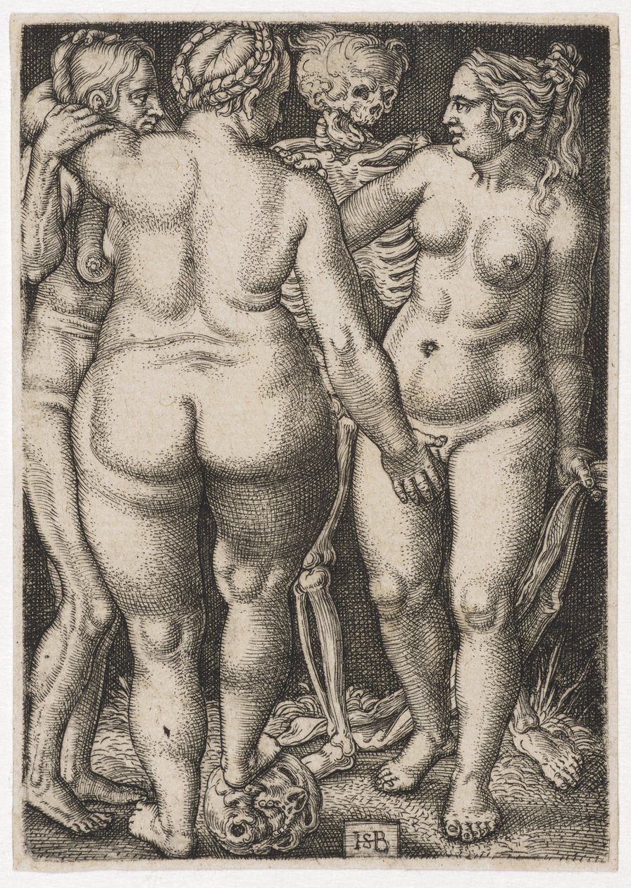 3人の女性と死者、c。 1546-50 作： ハンス・セバルド・ベハム