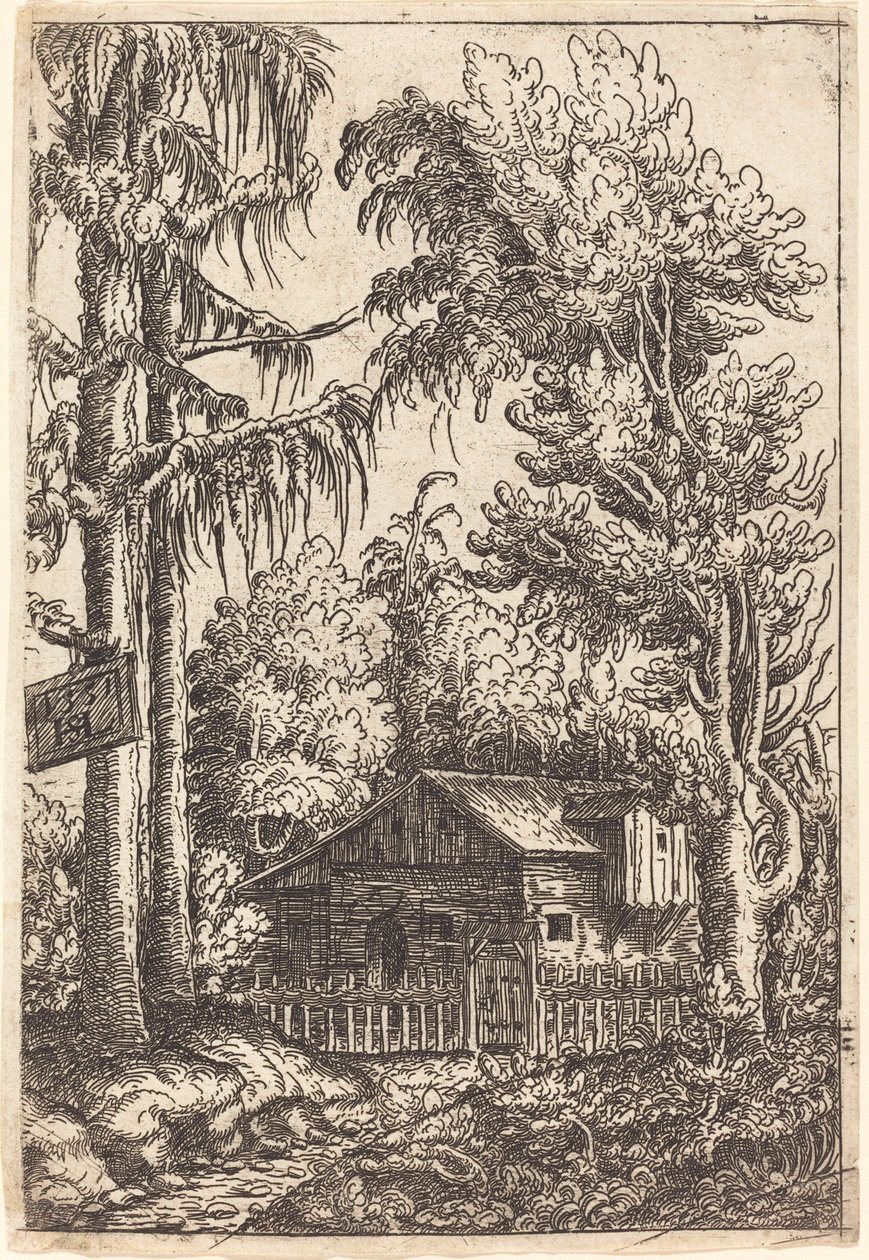 農家のコテージの景色のある風景、1551年。 作： ハンスセバルドローテンサック