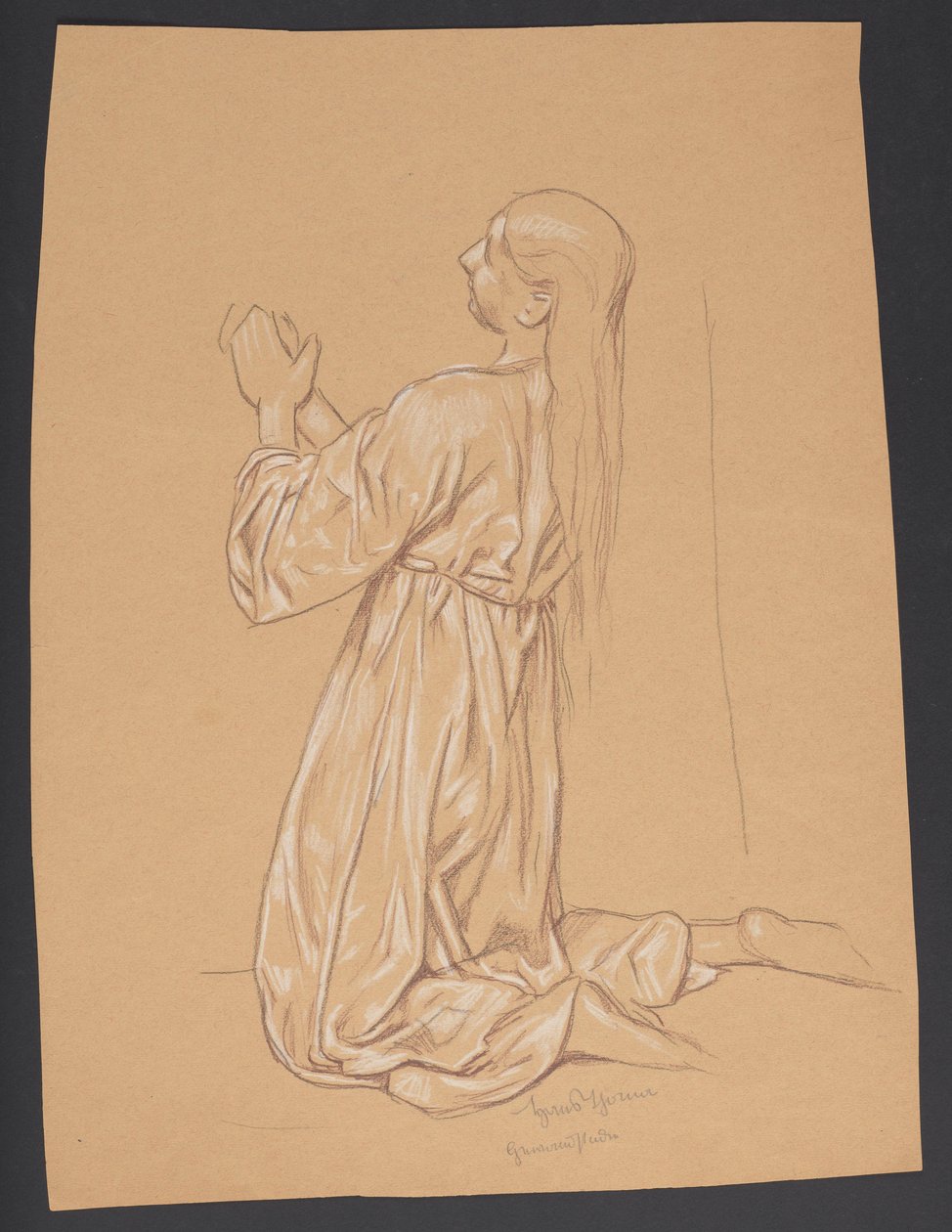 Kniende Maria Magdalena, verso: Konturwiederholung derselben Komposition 作： ハンス・トーマ