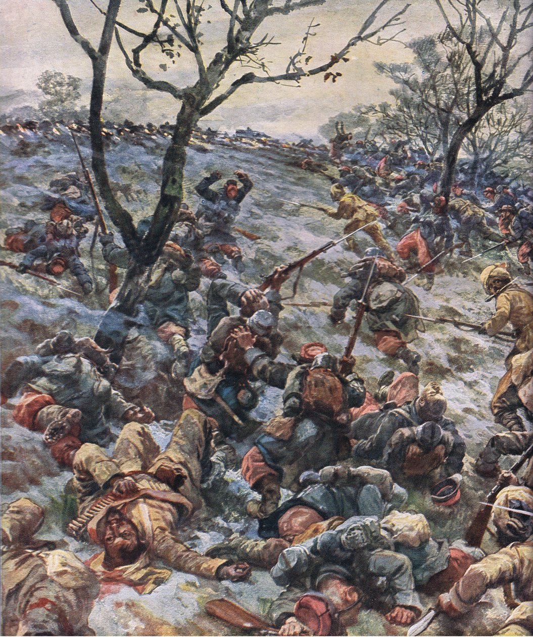 The Illustrated History of the World War 1914-1915 パブからのフランスの最前線の崩壊。 Union Berlagsefellfchaft より 作： ハンス・W・シュミット
