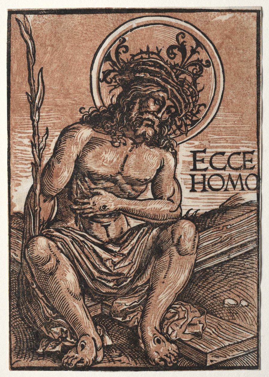 十字架に座る悲しみの男c。 1522。 作： ハンス・ワイディッツ
