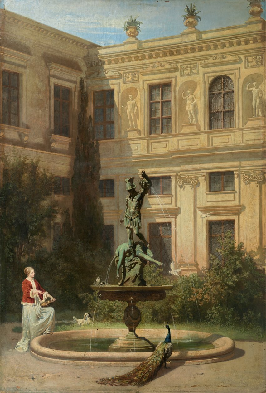 ドイツ語：Der Grottenhof in der Münchner Residenz ミュンヘン王宮の洞窟のある中庭 作： ハンス・フォン・マレ