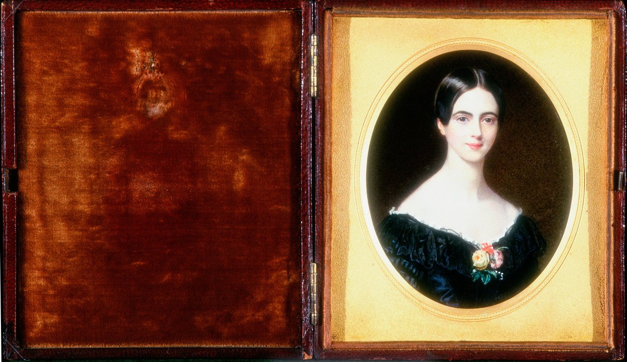 1841年のエリザベスアンベンソンの肖像（トイレ、ボディカラー、アイボリー） 作： ハリエット・マックレス