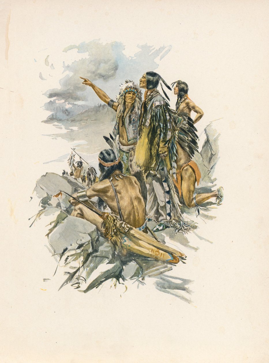 ロングフェロー『ハイアワサの歌』（カラーリトグラフ） 作： ハリソン・フィッシャー