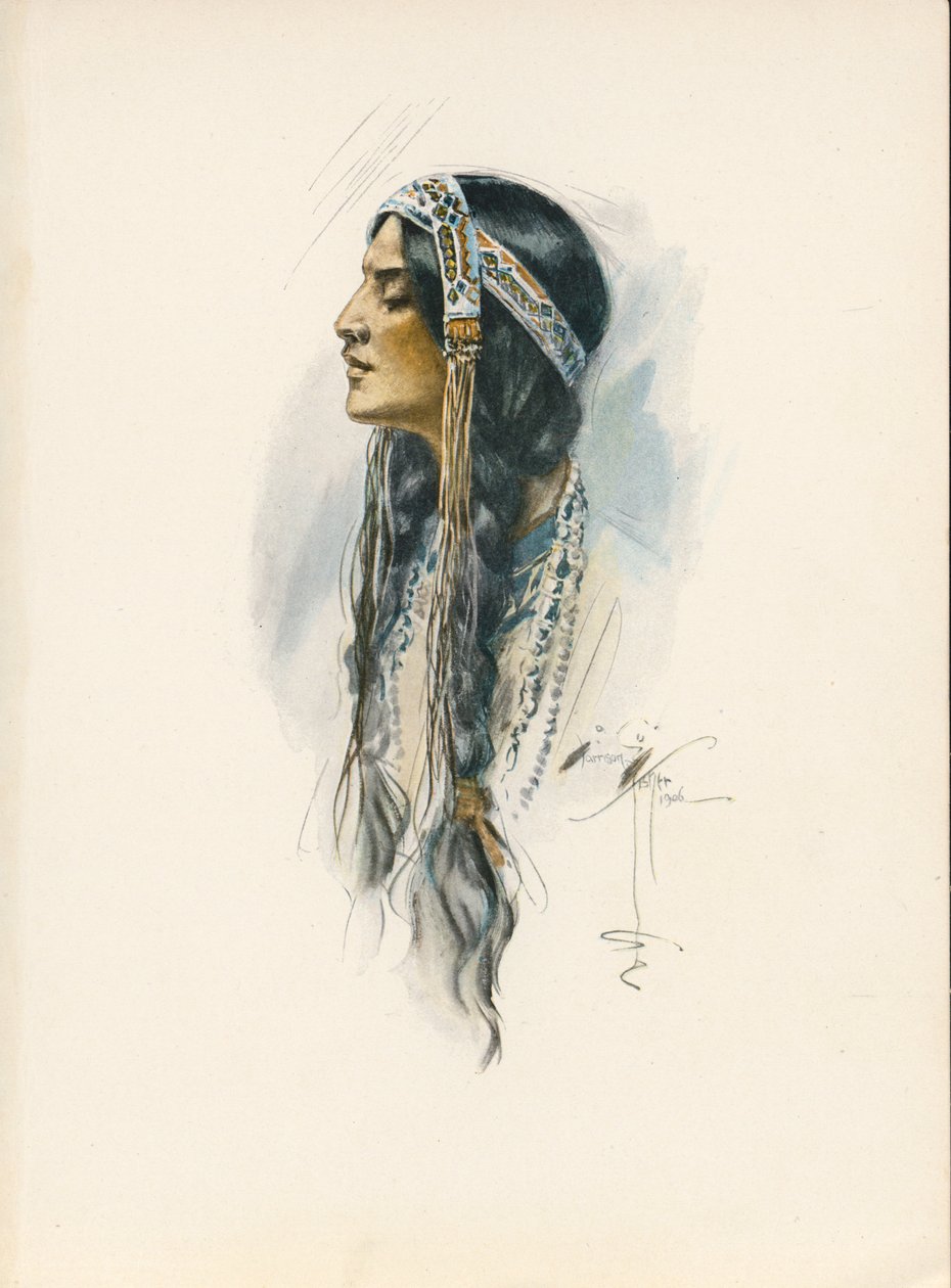 ロングフェロー『ハイアワサの歌』（カラーリトグラフ） 作： ハリソン・フィッシャー