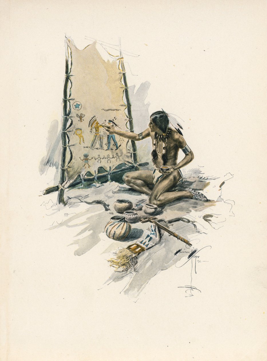 ロングフェロー『ハイアワサの歌』（カラーリトグラフ） 作： ハリソン・フィッシャー