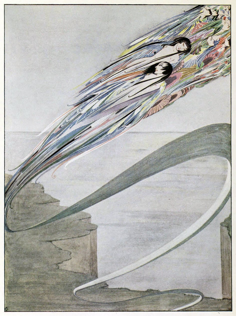 私は、パブThe Springs at The Springの嵐嵐と急な雨の降る灰色から生まれました。 1920年 作： ハリー・クラーク