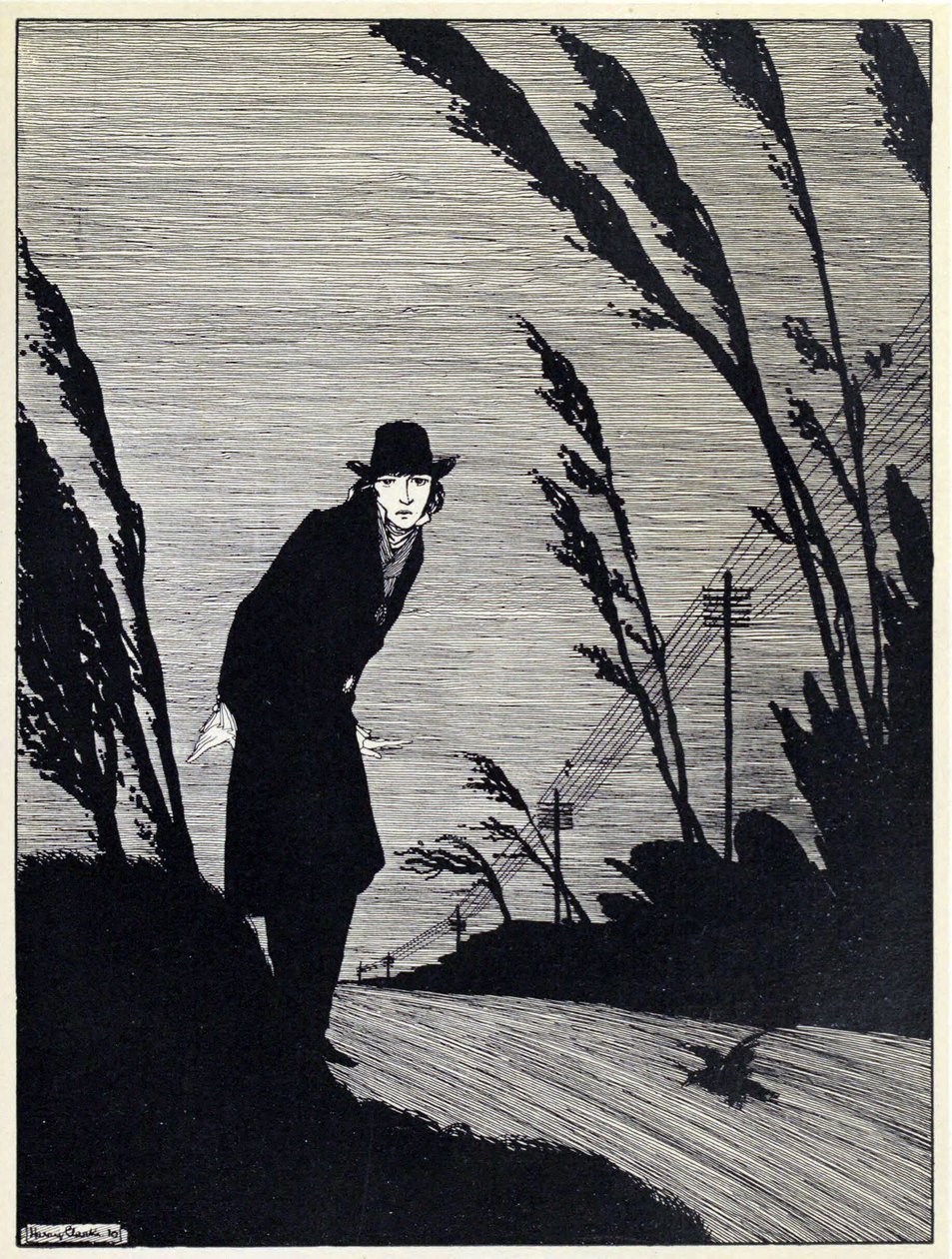 すべての真ん中には、パブThe Springs at the Springのコールドホワイトフェイスがありました。 1920年 作： ハリー・クラーク