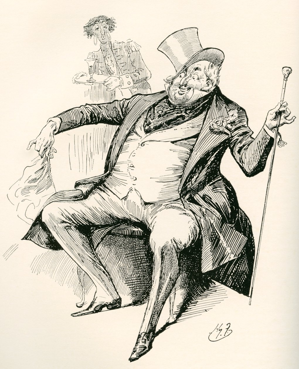 Joey B. Ilustração de Harry Furniss para o romance de Charles Dickens, Dombey and Son, da The Testimonial Edition, publicado em 1910. 作： ハリー・ファーニス