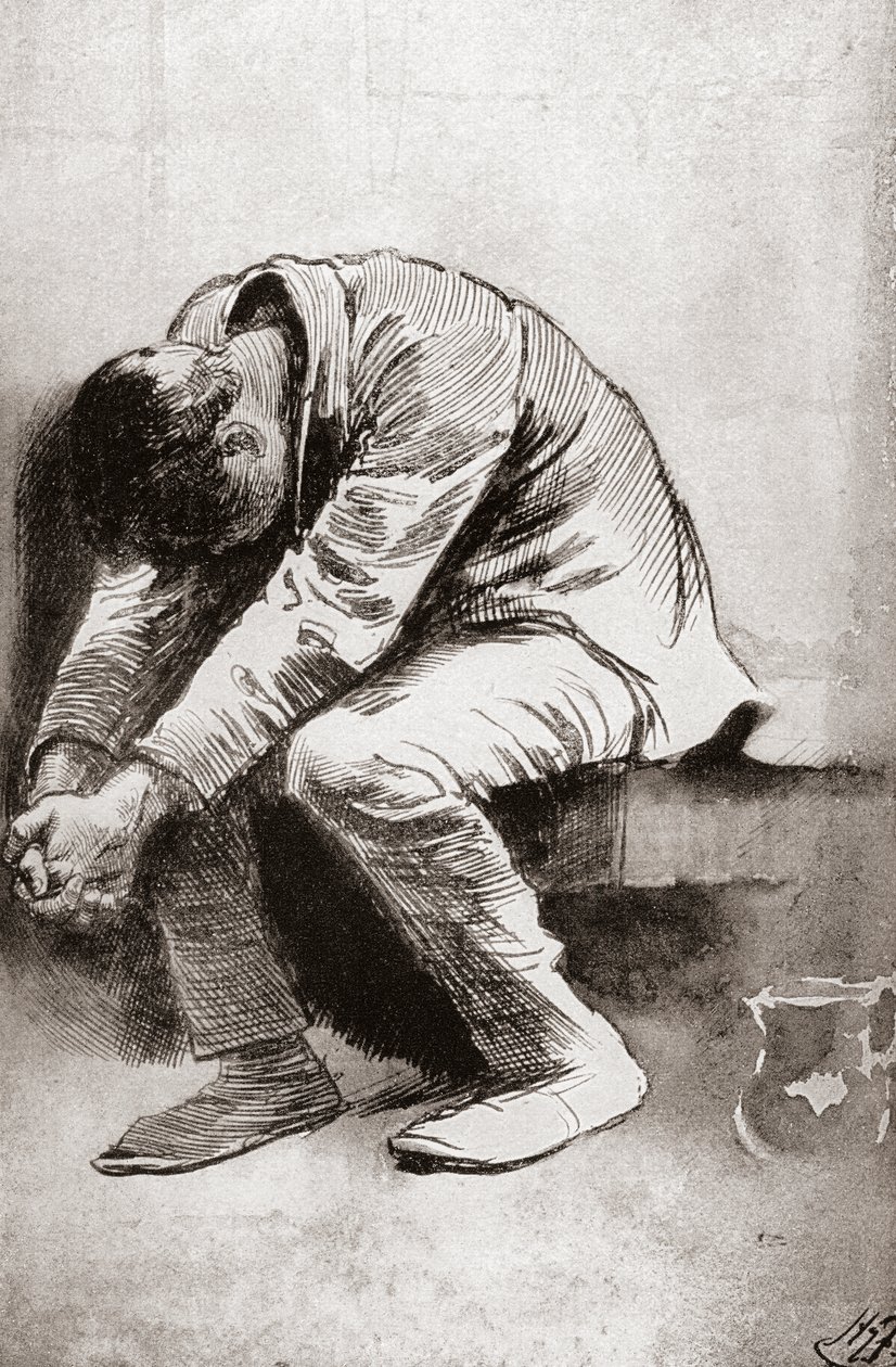 O Prisioneiro Solitário. Ilustração de Harry Furniss para o diário de viagem de Charles Dickens American Notes for General Circulation, da The Testimonial Edition, publicado em 1910. 作： ハリー・ファーニス