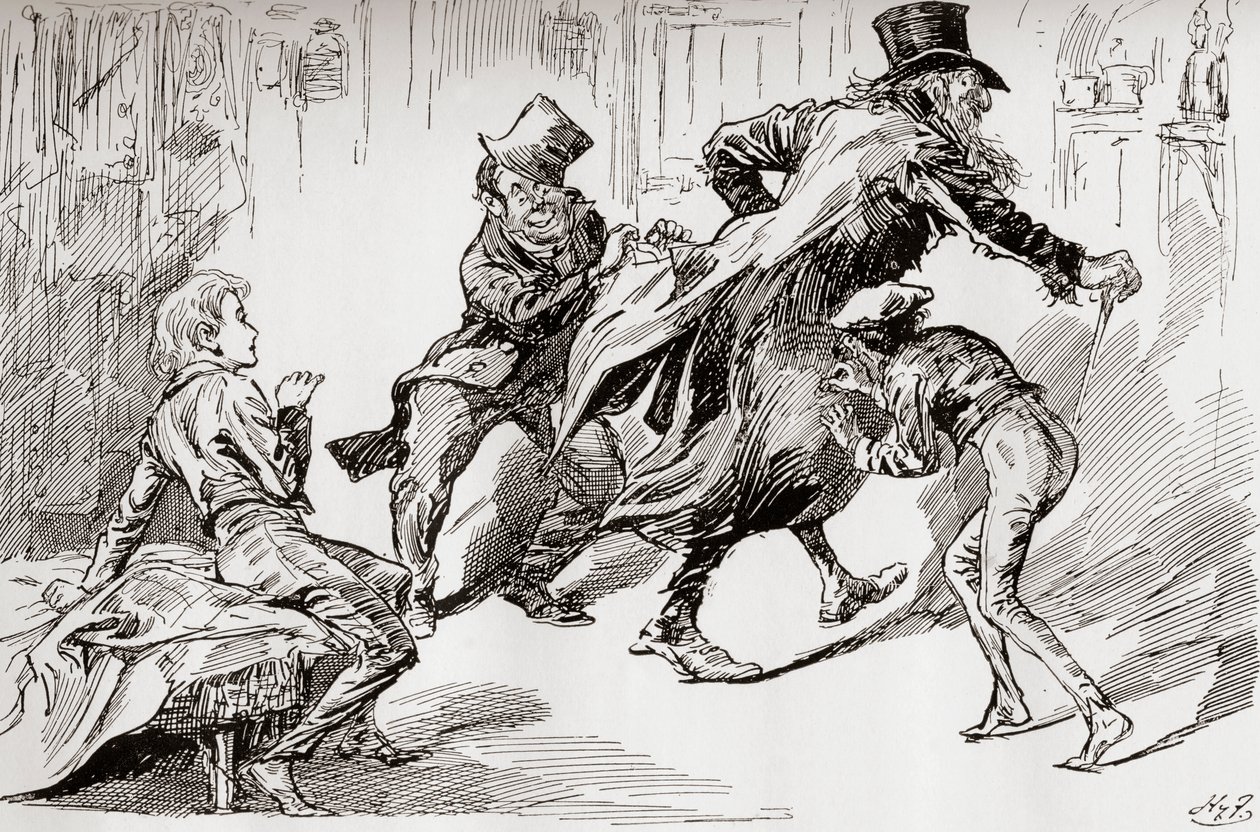 泥棒キッチン。 1910年に公開された体験談版のチャールズディケンズによる「オリバーツイスト」のイラスト、オリバーの描写 作： ハリー・ファーニス
