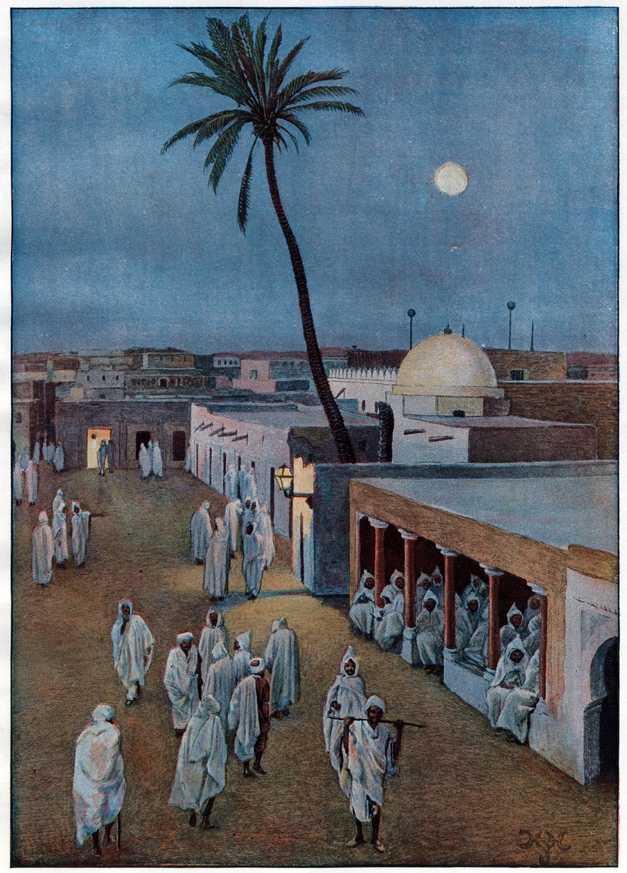 ヘンリー・ハミルトン・ジョンストン卿（1858-1927）による夕暮れのトゼール（チュニジア） - 1903年 作： ハリー・ハミルトン・ジョンストン