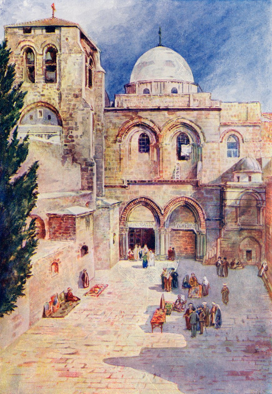 聖墳墓教会、エルサレム、パレスチナ、1910年頃、リチャード・ペンレイク著『A Book of Modern Palestine』より。 作： ハリー・モーリー