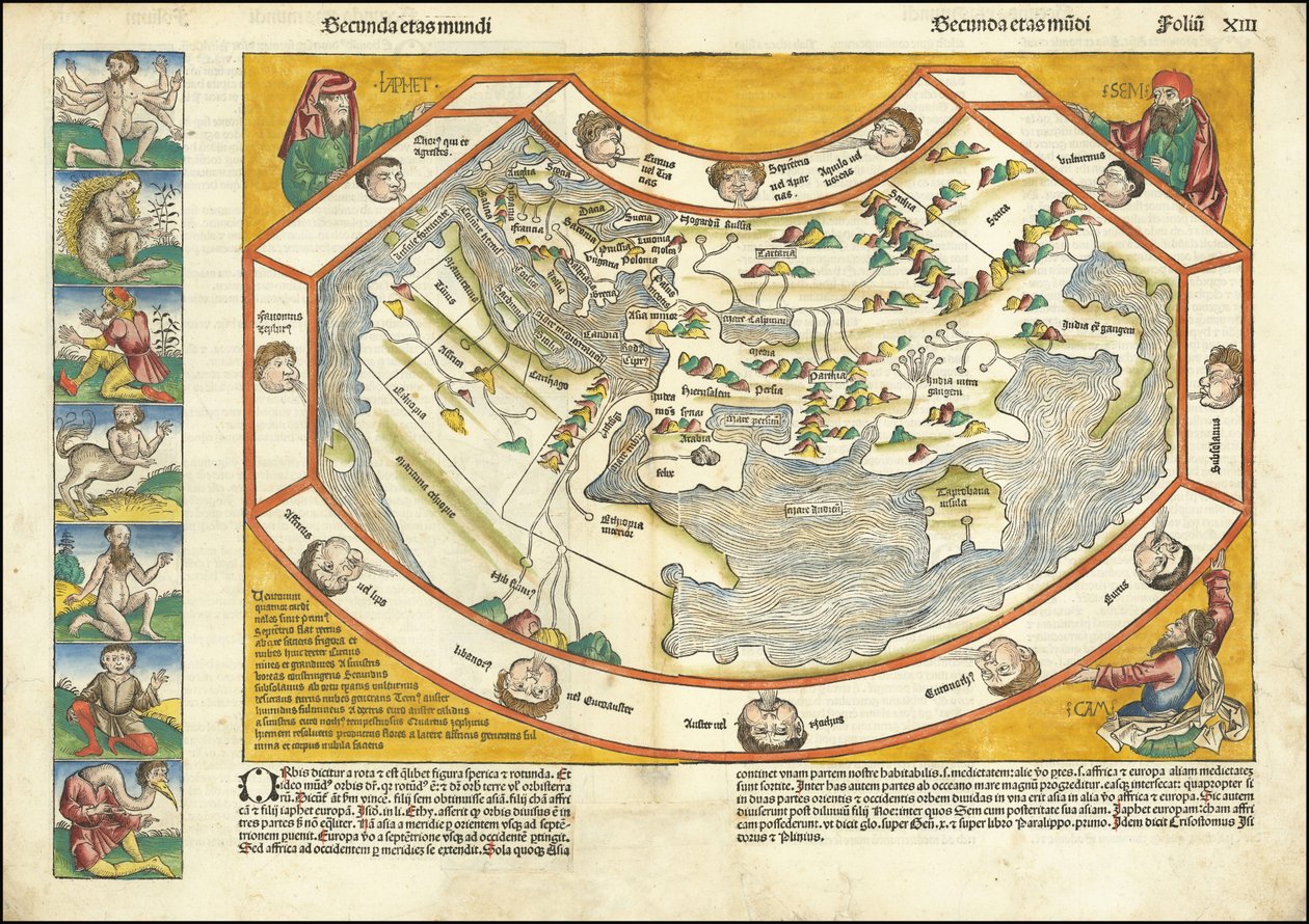 1493年の世界地図 - Secunda etas mundi 作： ハルトマン・シェデル