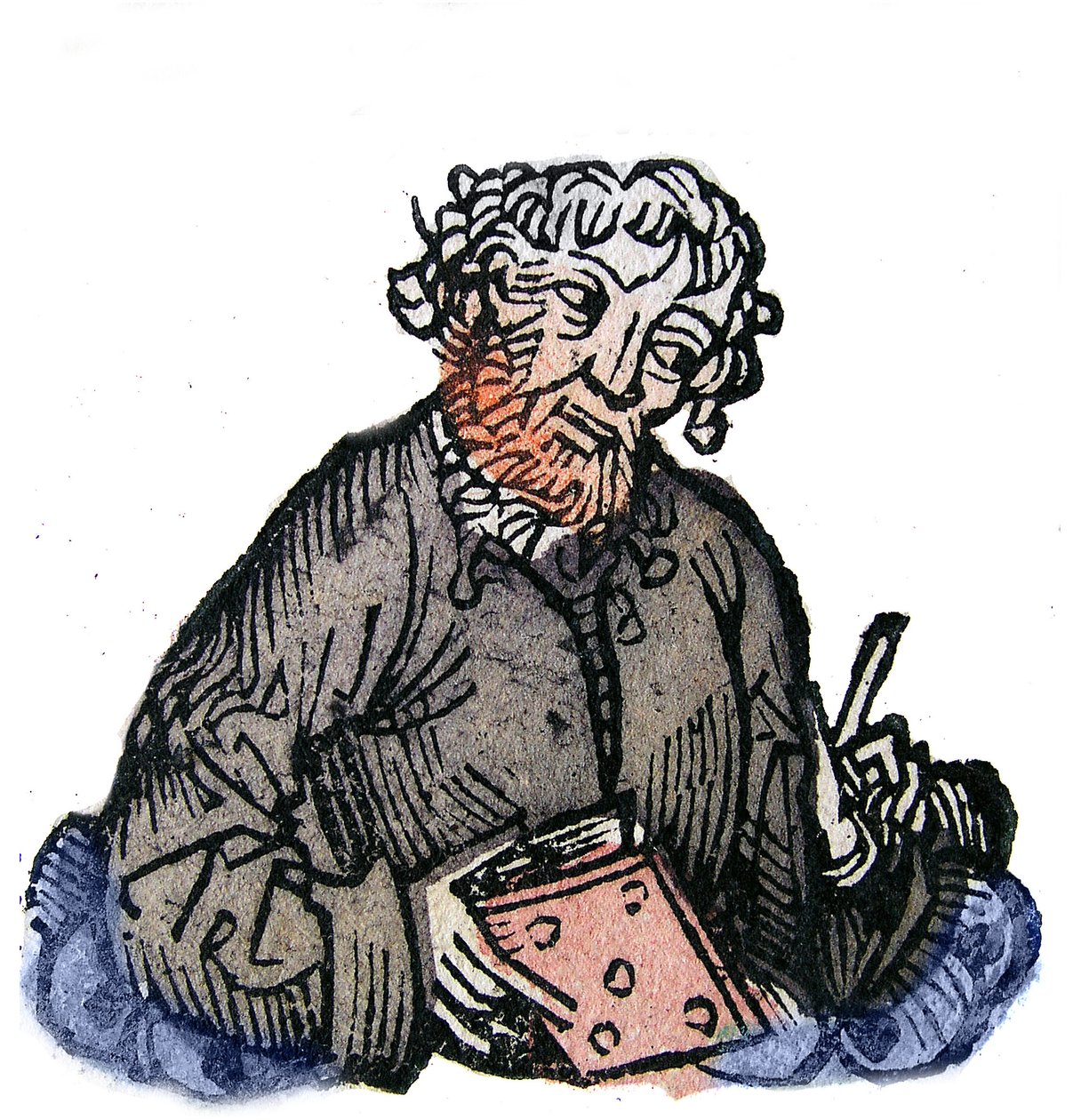 Juvenal (Decimus Iunius Iuuenalis) (Decimo Giunio Giovenale) の肖像 1世紀末のラテン風刺詩人。ハルトマン・シェデルによる「ニュルンベルクの年代記」のキシログラフィー 作： ハルトマン・シェデル