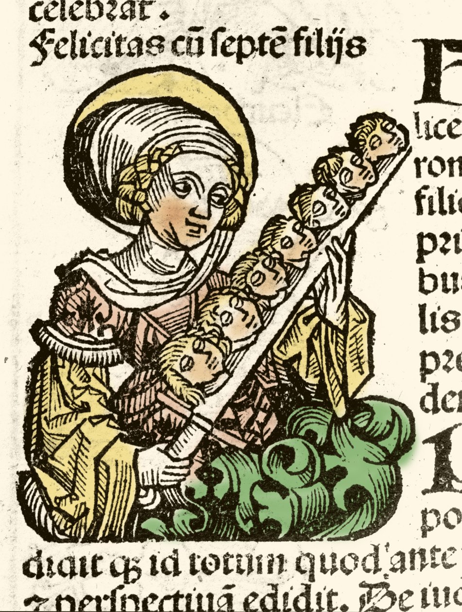 ローマで殉教した聖女フェリシテとその7人の子供の頭を描いたもの。 作： ハルトマン・シェデル