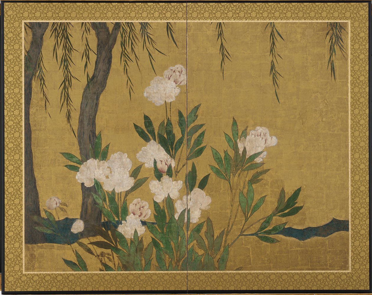 牡丹と柳 作： 長谷川遠人