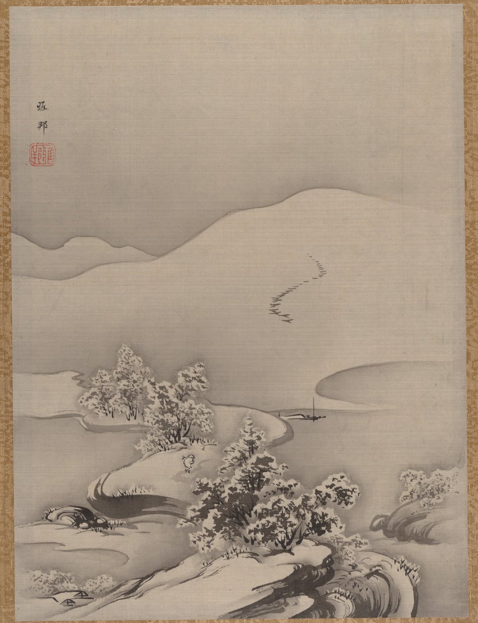レイク アンド コーズウェイ、カリフォルニア州。 1885-89。 作： 橋本雅邦