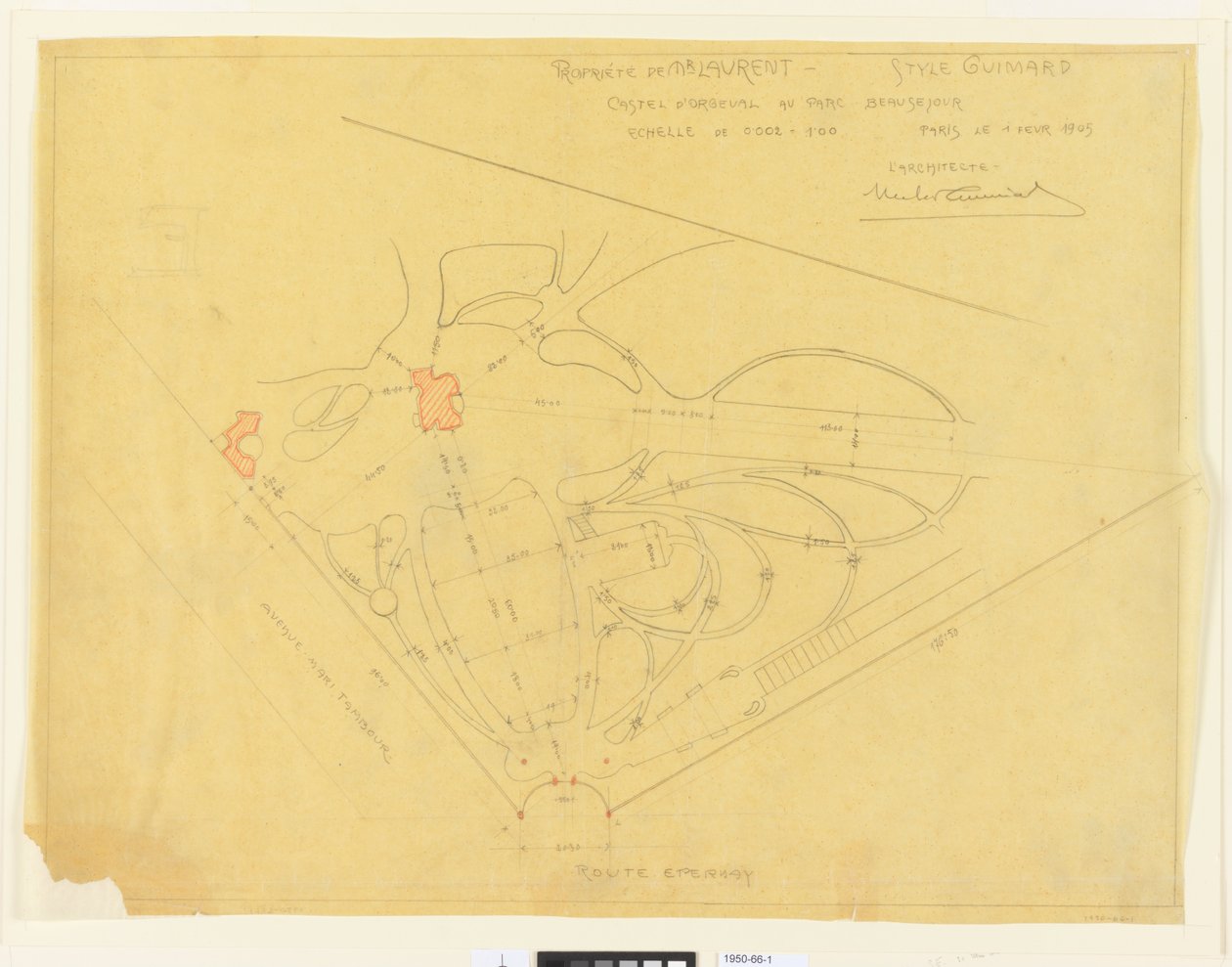 Castel d&39;Orgeval、Parc de Beausejour、M Laurentの所有物（Garden Plan、Castle d&39;Orgeval、Propert 作： ヘクター・ギマール