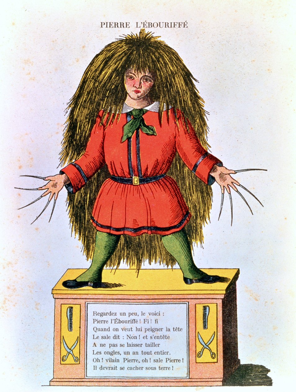 &39;Pierre l&39;Ebouriffe&39;、ホフマンの &39;Struwwelpeter&39;のフランス語訳のイラスト、トリム作（ルイ・ギュスターヴ・ラティスボン、1827-1900）、1850年頃 作： ハインリッヒ・ホフマン