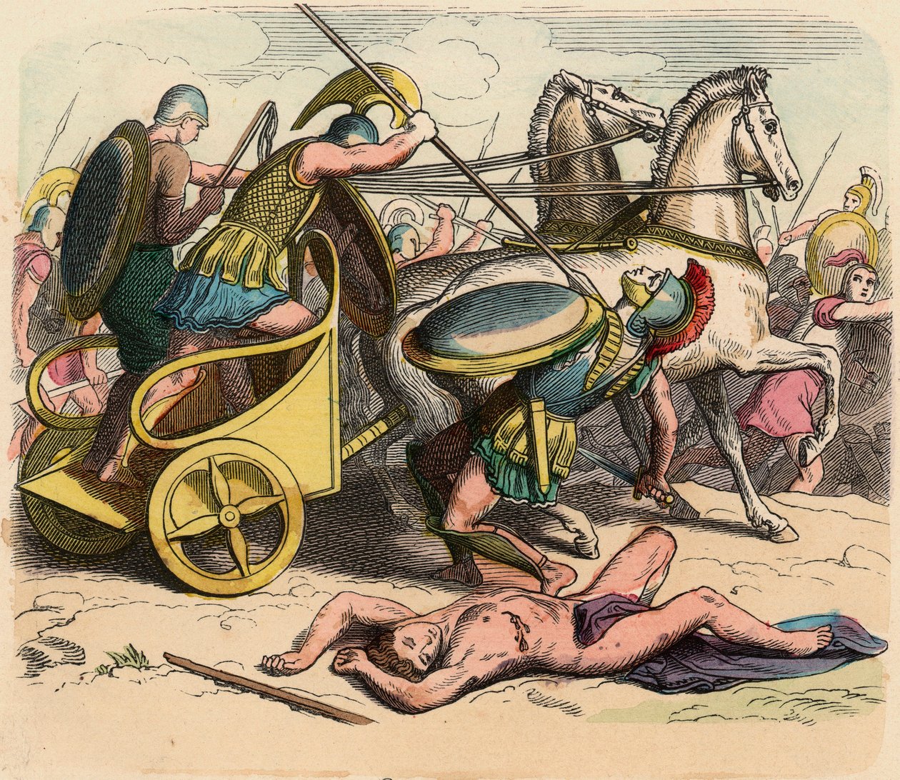 古代ギリシャ : ギリシャの軍隊、王たちの時代のギリシャ、戦争用戦車 作： ハインリッヒ・ロイテマン