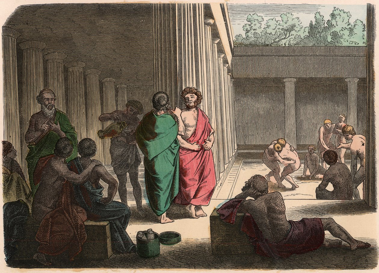 古代ギリシャ。ギムナジウムでプラトン主義者、叙事詩主義者、皮肉屋＆レスラー 作： ハインリッヒ・ロイテマン