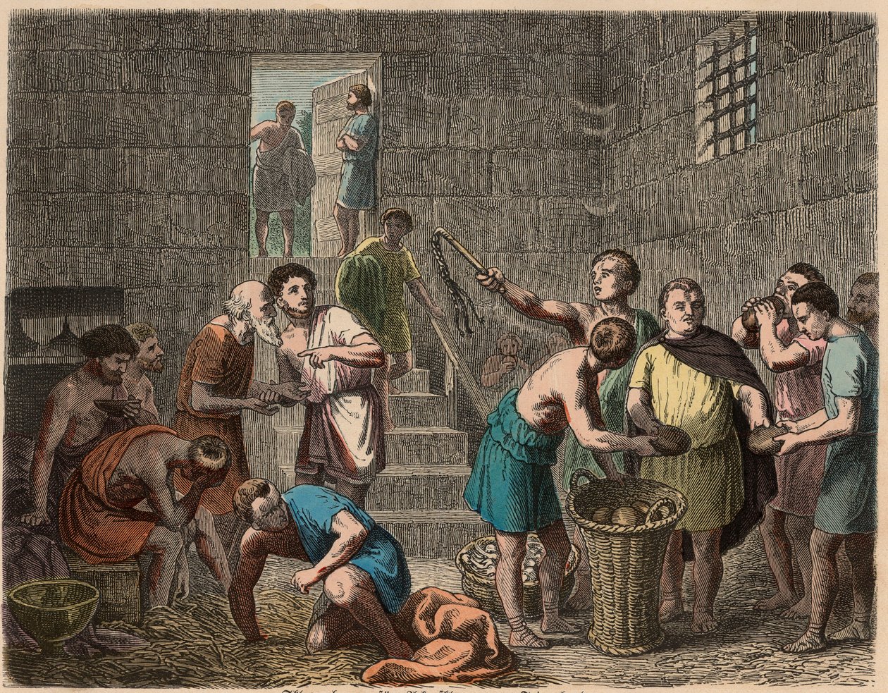 古代ローマ：1866年の夕方の奴隷への食糧の配給 作： ハインリッヒ・ロイテマン