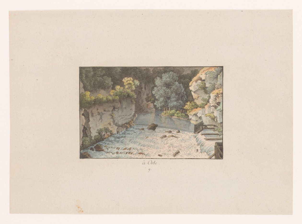 オルベの滝の眺め à Orbe (オブジェクトのタイトル) スイスの景色（シリーズタイトル） Collection de quelques vues dessinées en Suisse d