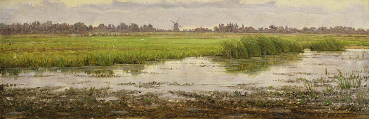 アルスターの上流、1833年から35年頃（ボードに取り付けられた紙に油彩） 作： ハインリッヒ・シュトゥールマン