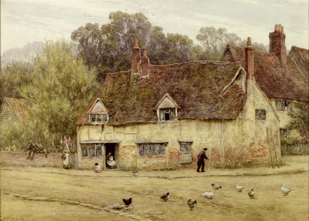 By the Old Cottage（水彩・紙 作： ヘレン・アリンガム