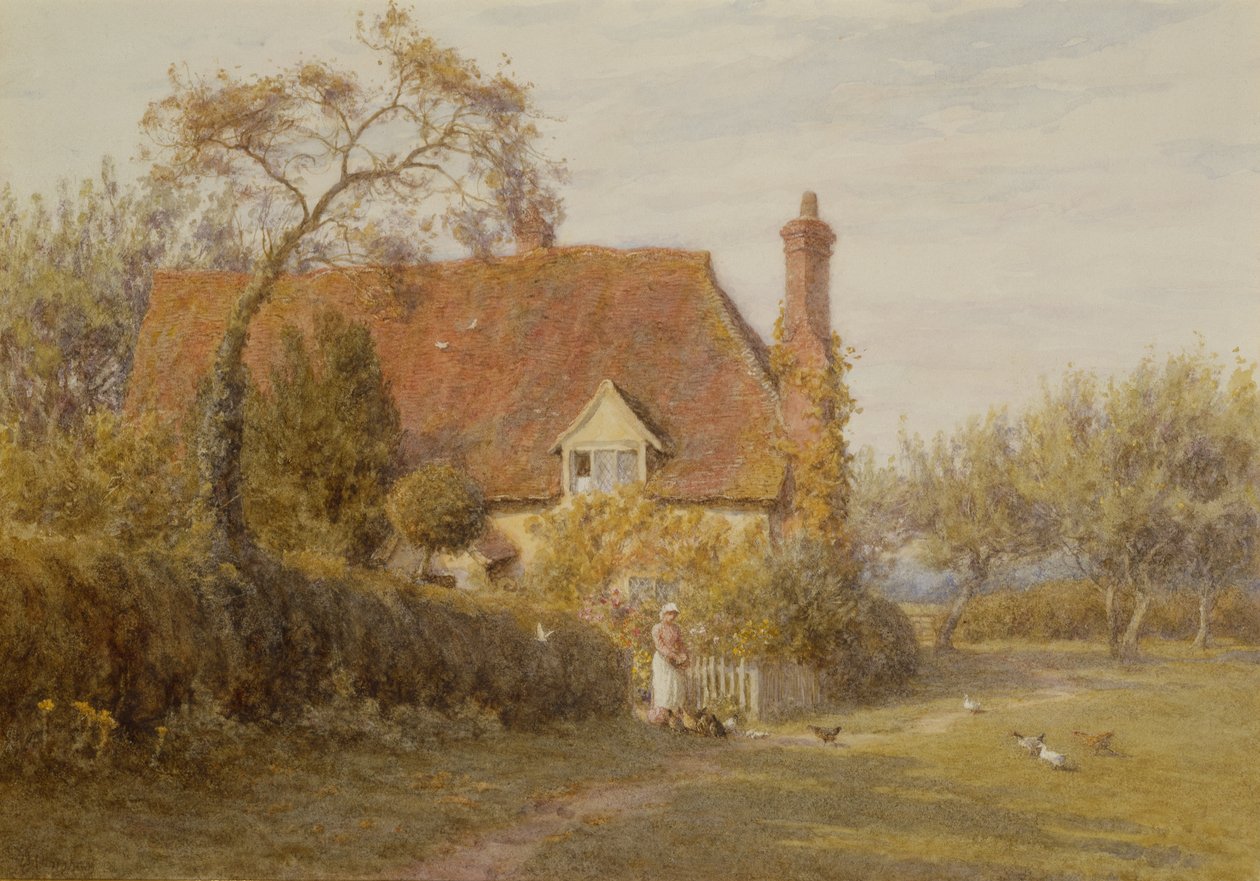 Hedges Farm、East End Farm、Pinner (鉛筆と水彩) 作： ヘレン・アリンガム