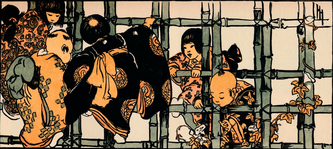 竹のフェンス、1904 作： ヘレン・ハイド