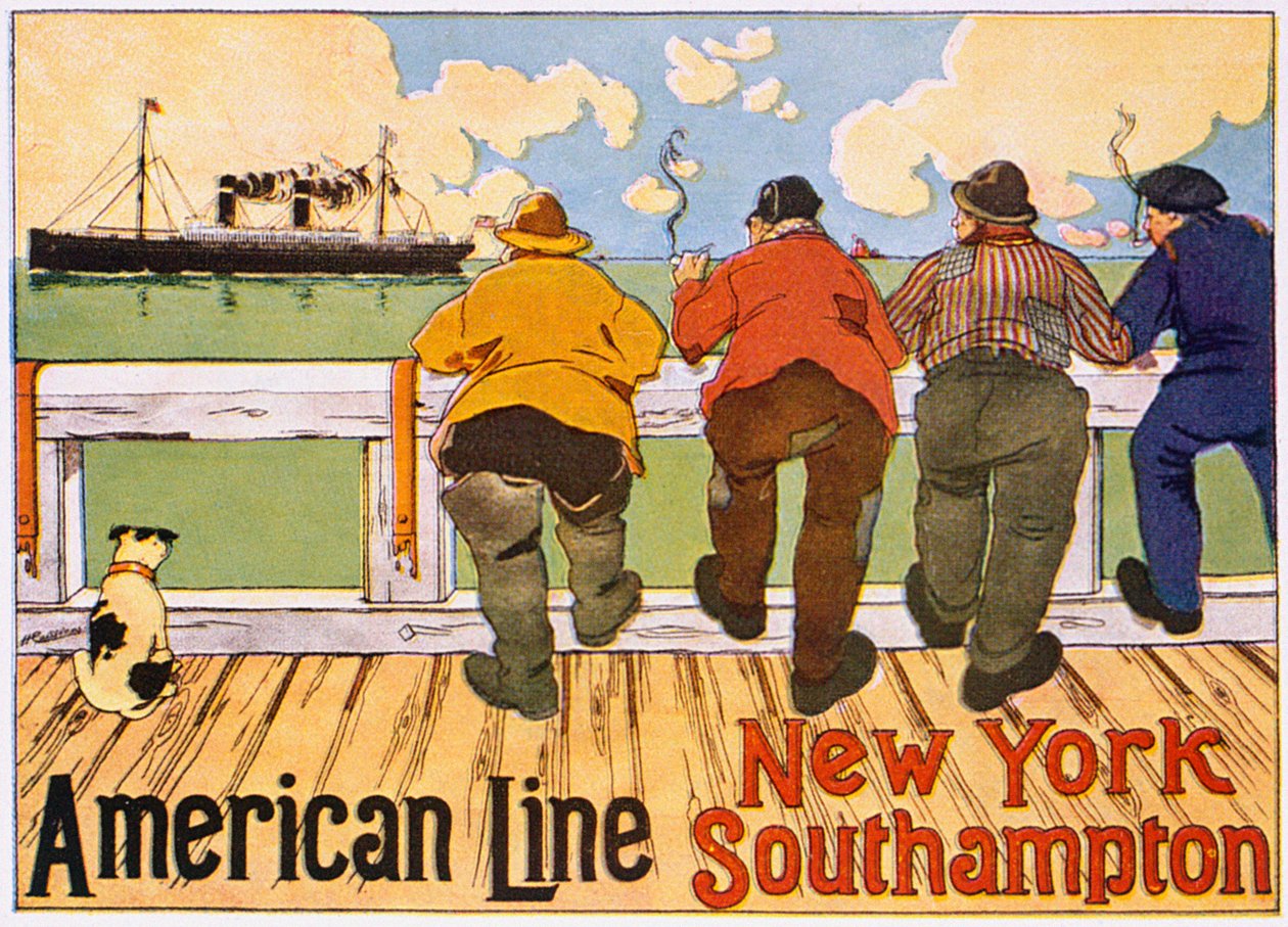 ポスター広告「アメリカンライン、ニューヨークからサウサンプトン」、1905 作： ヘンドリックキャシアーズ