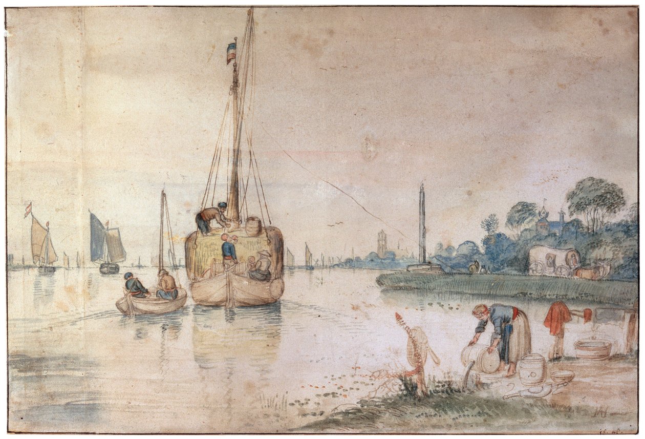 干し草のはしけ、c1625-c1634 作： ヘンドリックアバーキャンプ