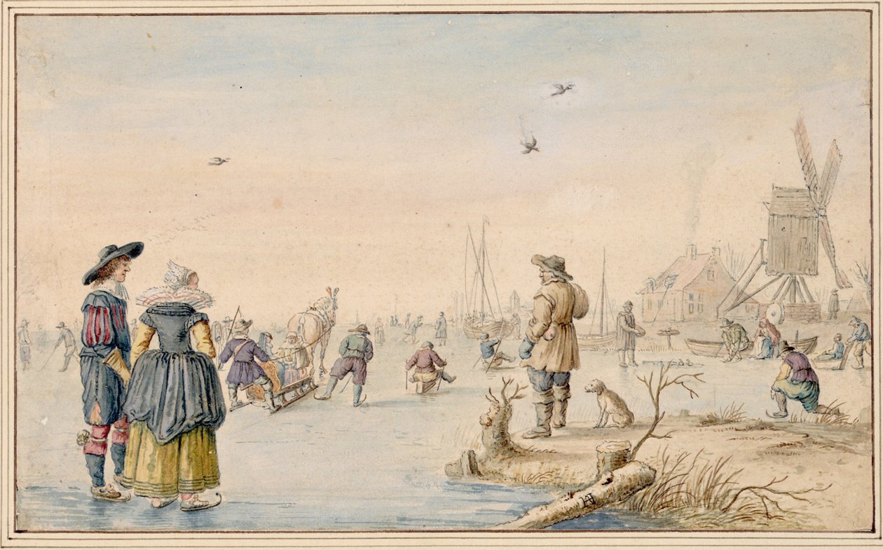 Hendrick Avercamp - アルベルティーナ、スケーターのいる冬景色 作： ヘンドリックアバーキャンプ