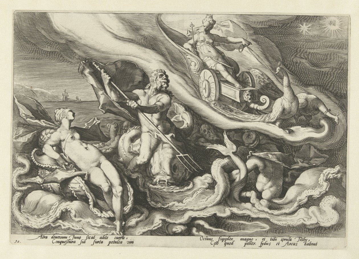テティスとオケアノスに文句を言うジュノ Ovid