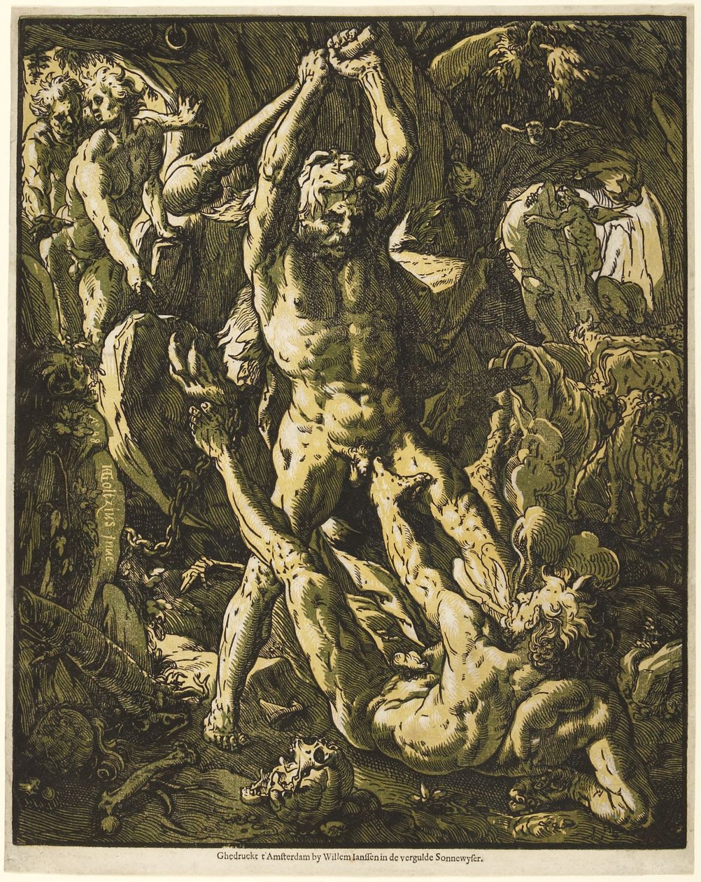 ヘラクレスがカークスを殺す 作： ヘンドリック・ゴルツィウス