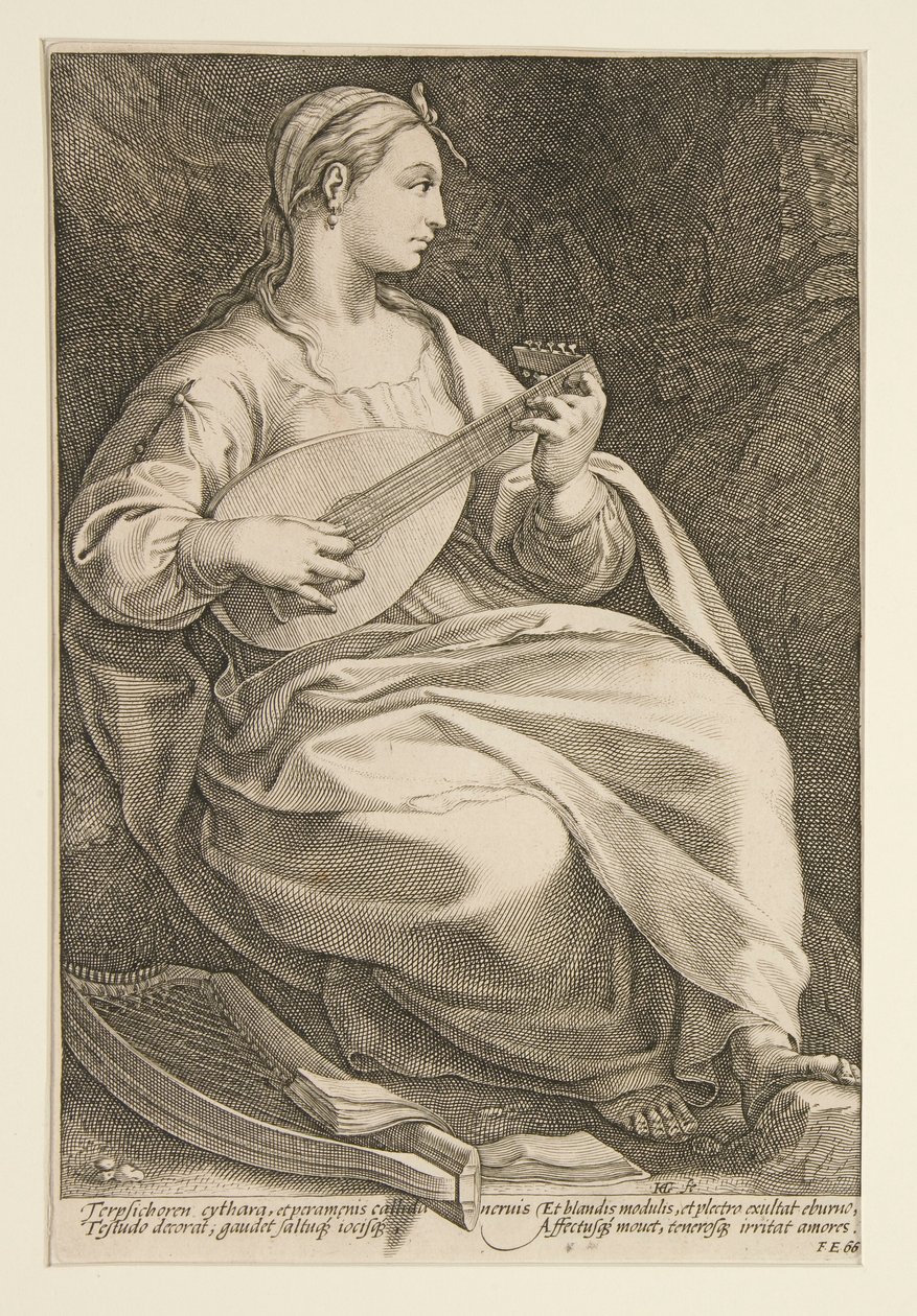 The Nine Muses: Terpsichore, 9 のシリーズの 5 位 作： ヘンドリック・ゴルツィウス