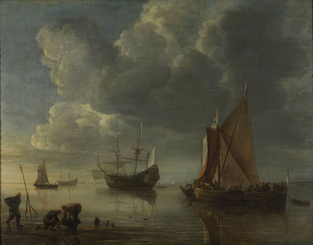 穏やかな海、1655年～1657年 作： ヘンドリック・ヤコブス。デュッベル