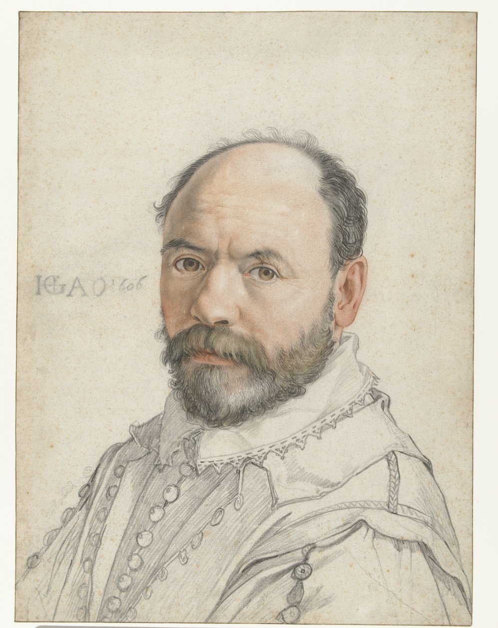 Pierre Francheville（Francavilla）の肖像、1590-91年（紙にチョーク） 作： ヘンドリック・ゴルツィウス