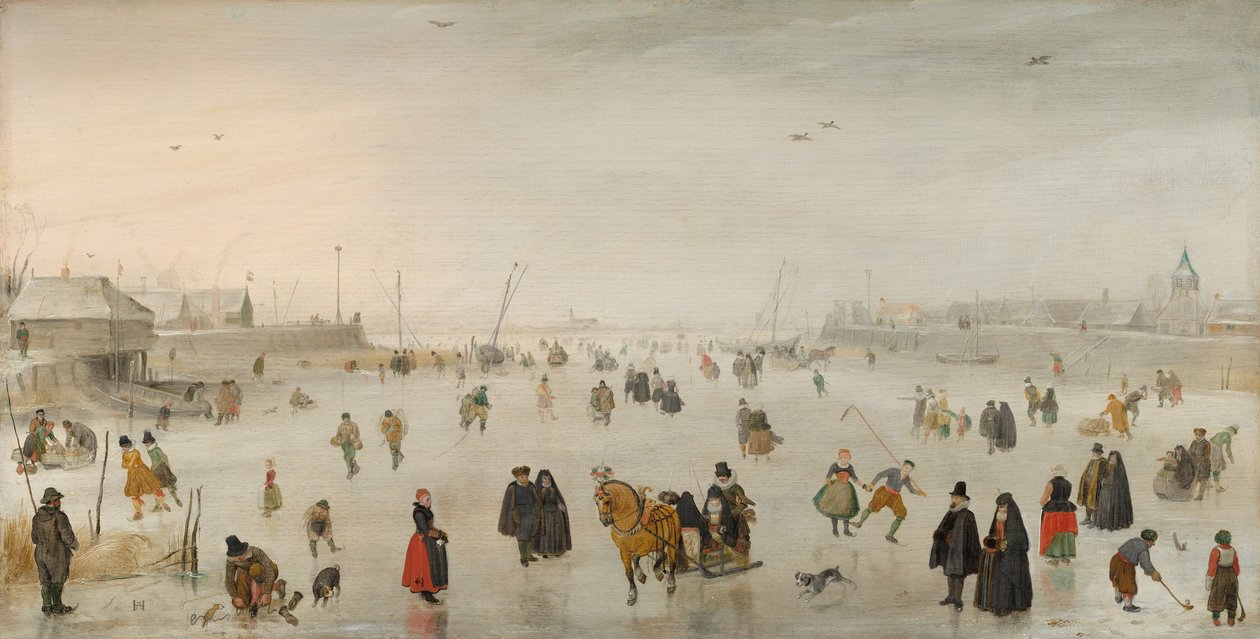 氷の上のシーン、1625年頃（パネルに油彩） 作： ヘンドリック・アヴェルキャンプ