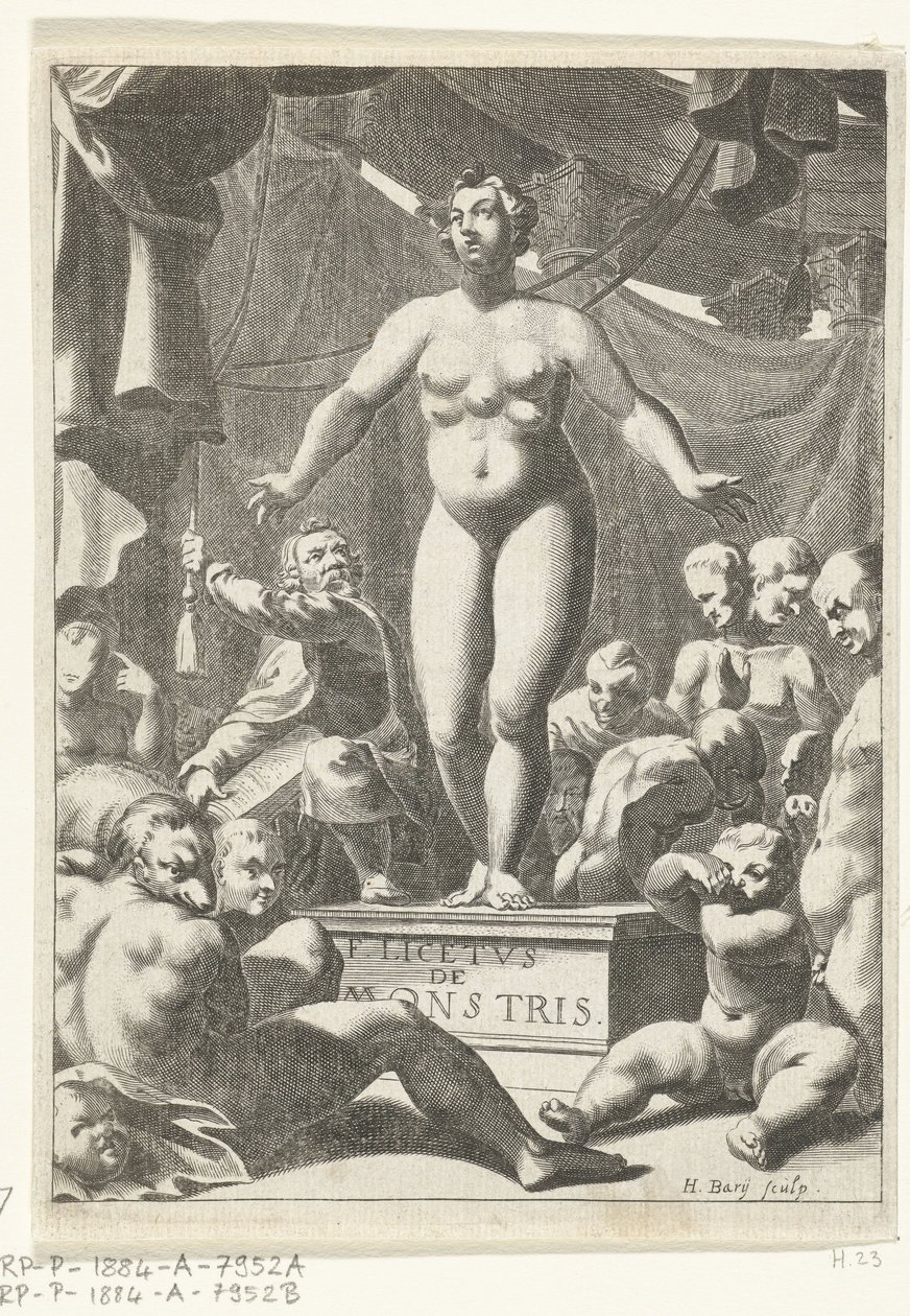 五乳の裸の女性 Fortunius Licetus、De Monstris、アムステルダム 1665 のタイトル ページ 作： ヘンドリック・バリー