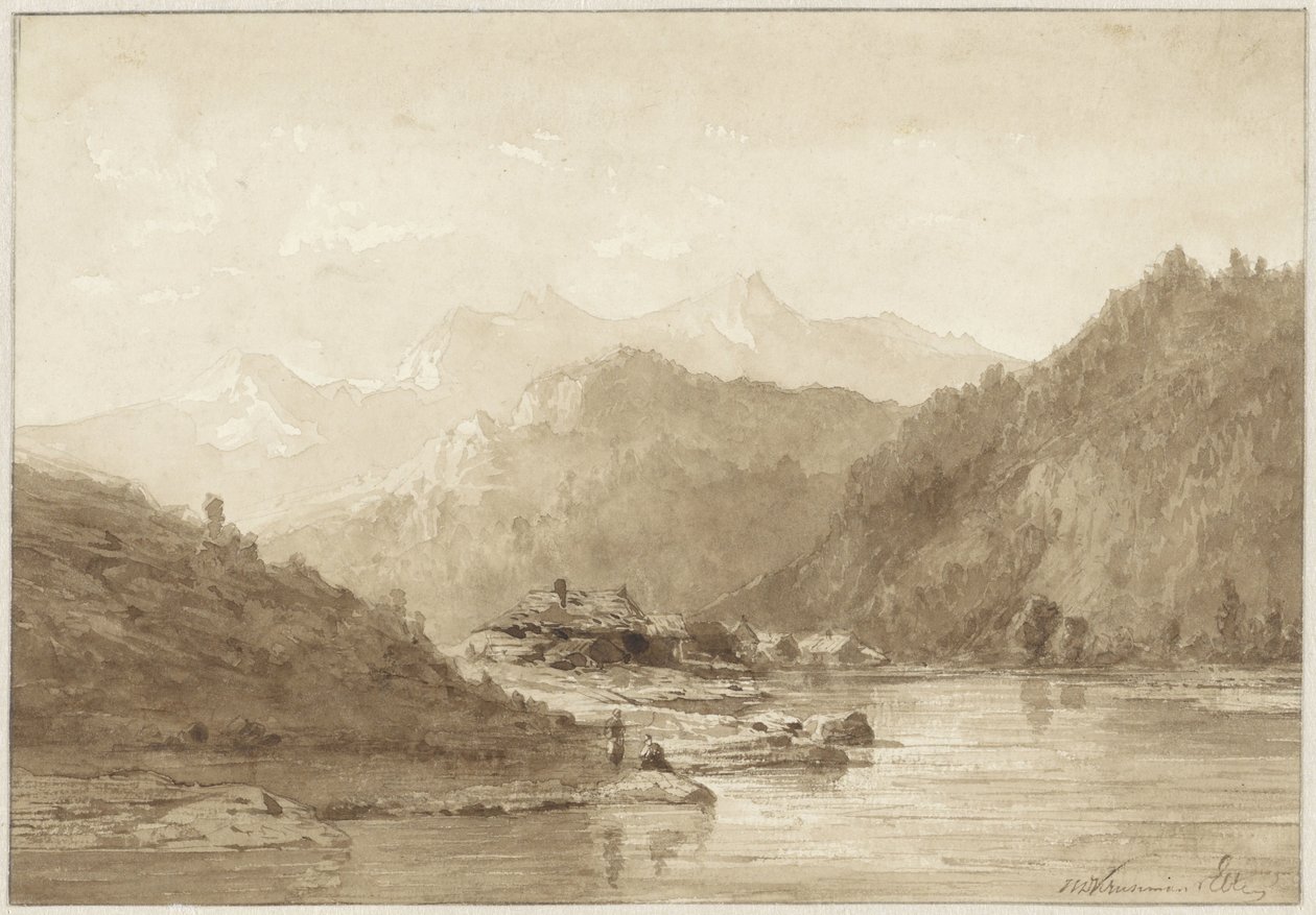 湖のある山の風景 作： Hendrik Dirk Kruseman van Elten