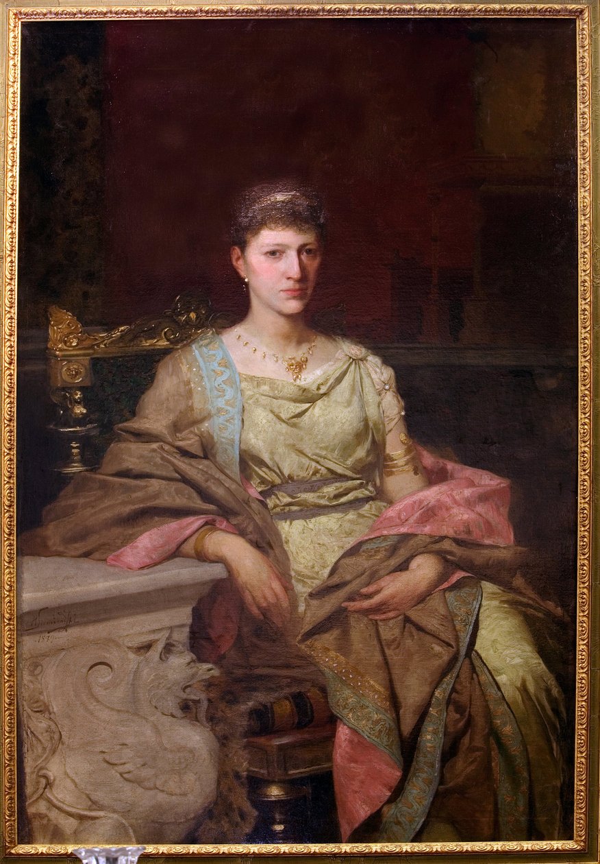 ティシュキェヴィチ伯爵夫人 (?) の肖像画。 Peinture de Henryk Siemiradzki (1843-1902)、huile sur toile 作： ヘンリク・シェミラツキ