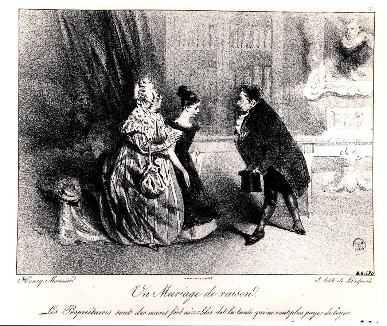 便利な結婚c。 1840 作： アンリ・ボナベンチャー・モニエ