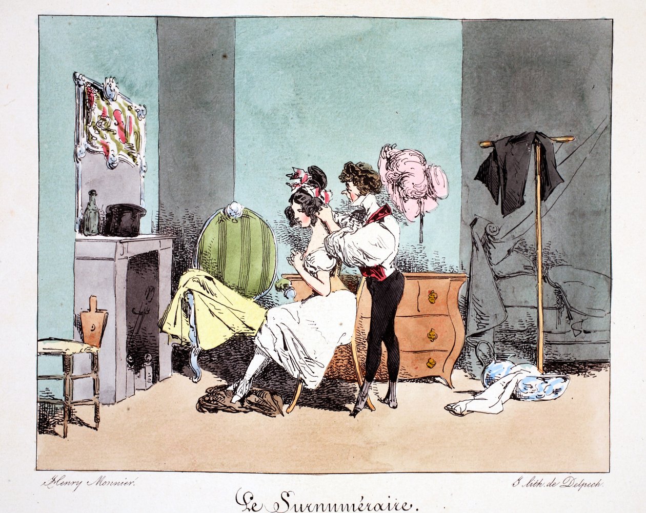 Surnumeraire、c.1828（手塗りのリト） 作： アンリ・ボナベンチャー・モニエ