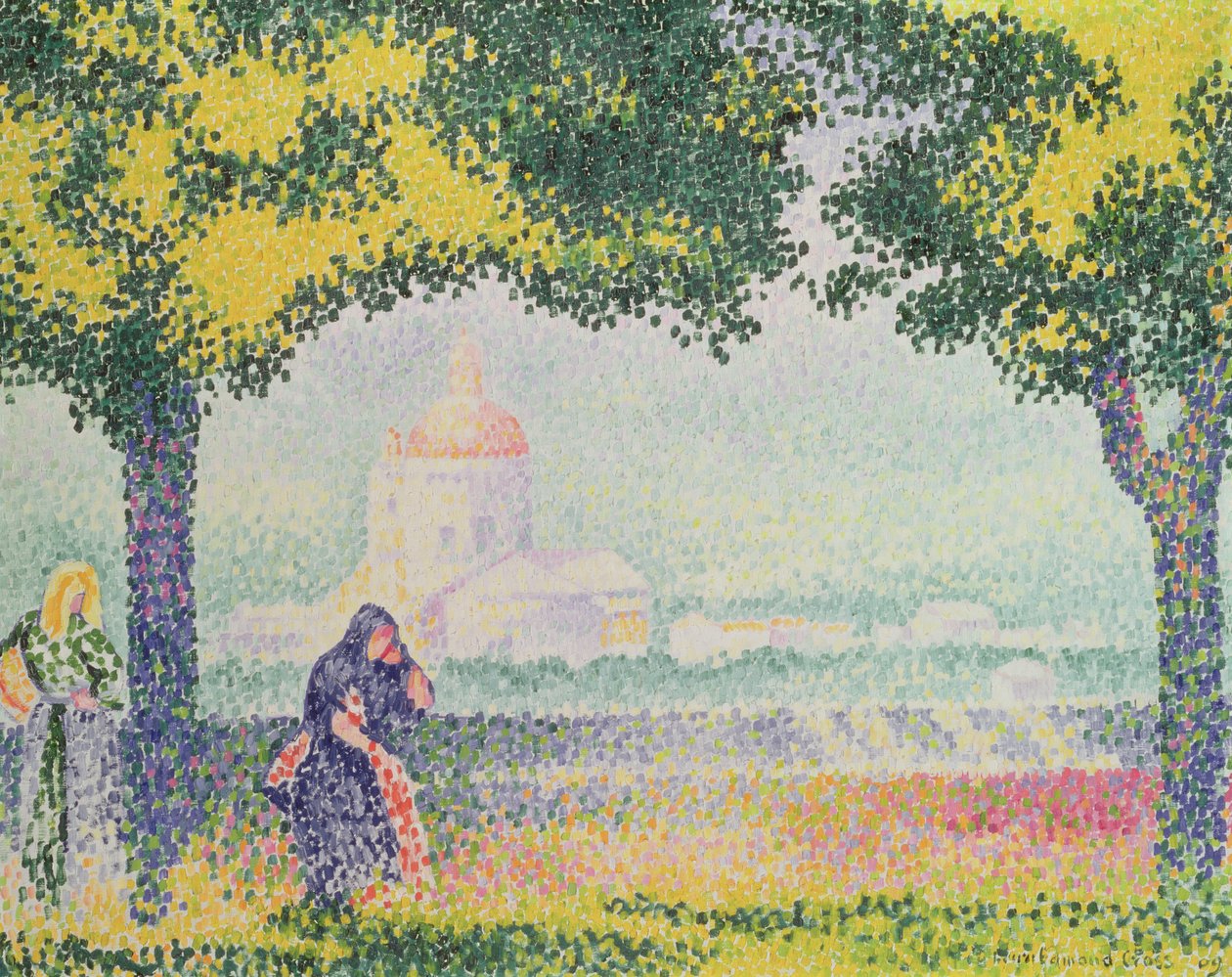 1909年、アッシジ近くのサンタマリアデッリアンジェリ教会の眺め 作： アンリ・エドモンド・クロス