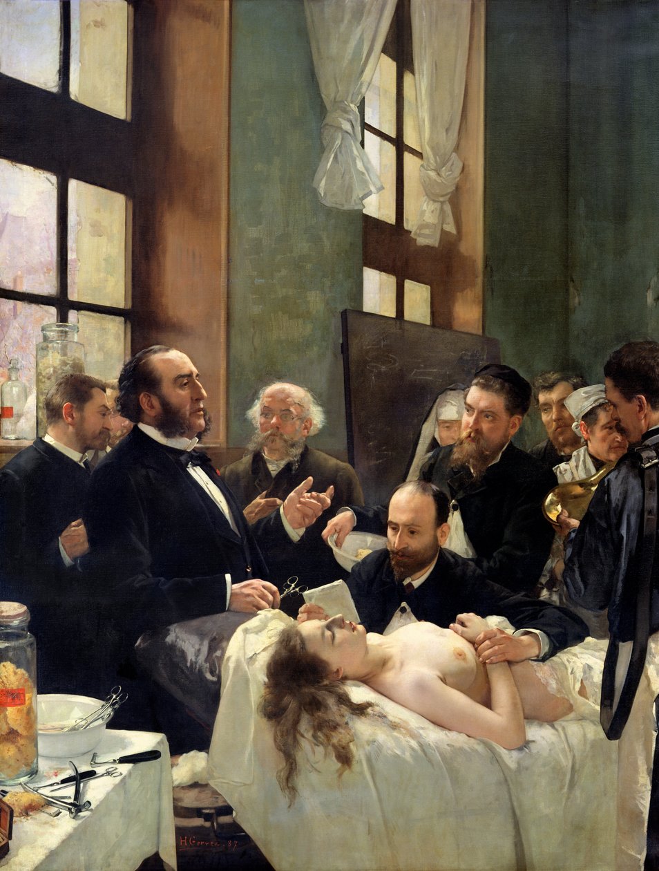 手術前、またはサンルイ病院でのドクター・ピーン教授、1887 作： アンリ・ジェルベックス