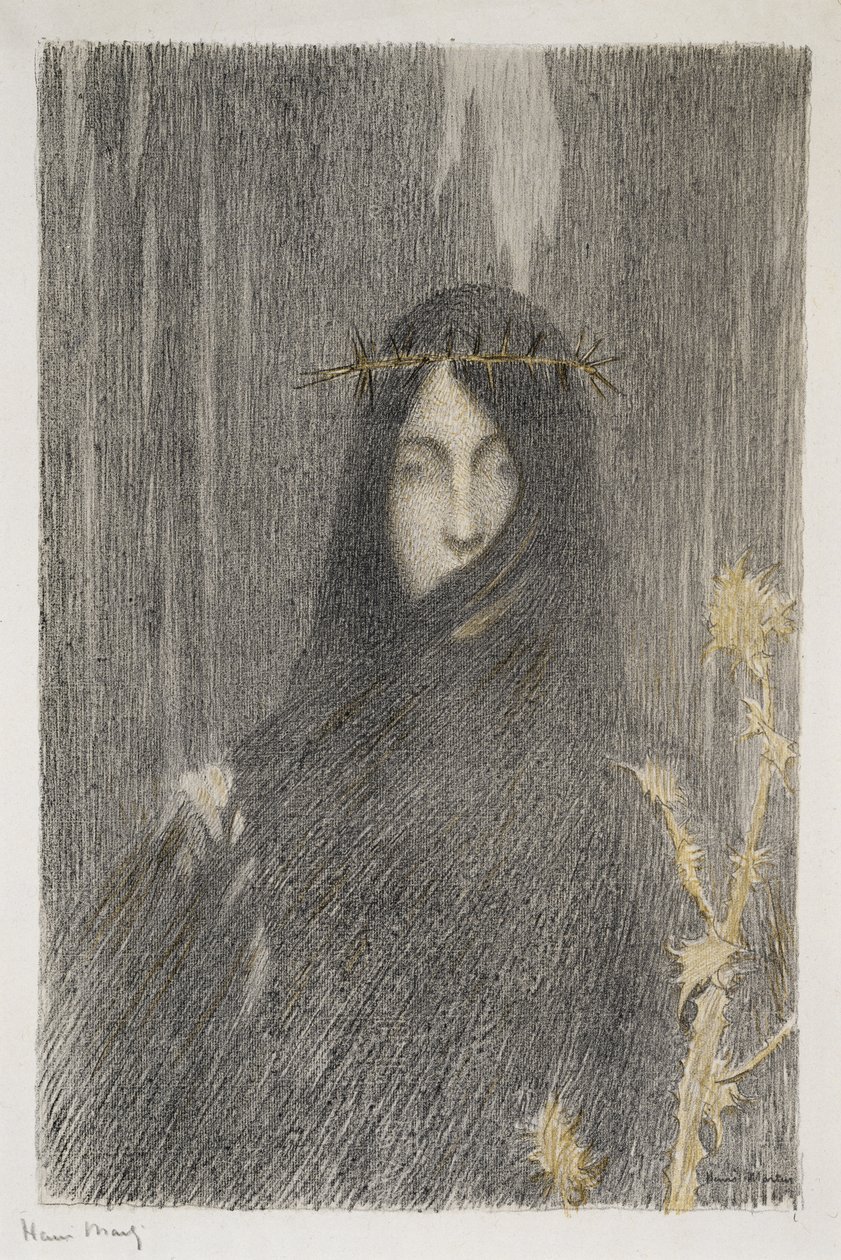 Tete de femme（女性の頭）、1897（色のリトグラフ） 作： アンリ・マーティン